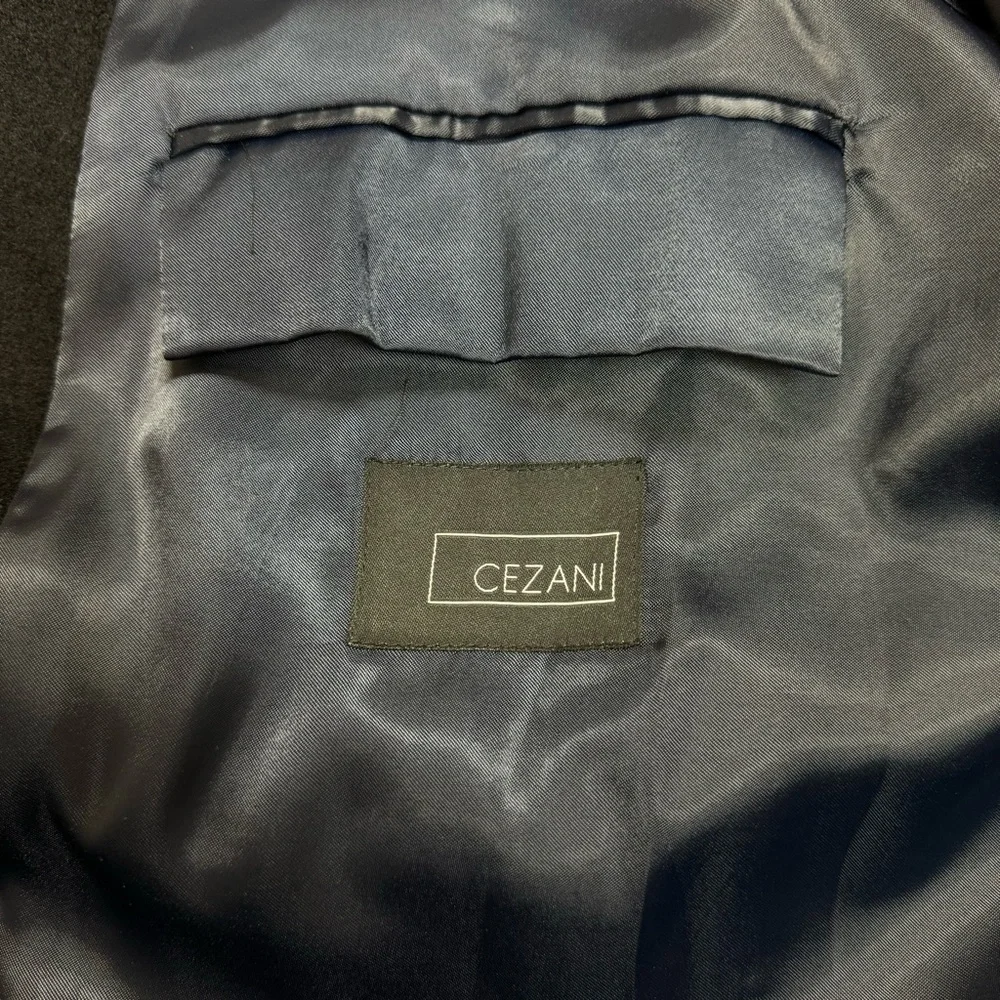 Cezani Black Wool Long Coat Peacoat 44L